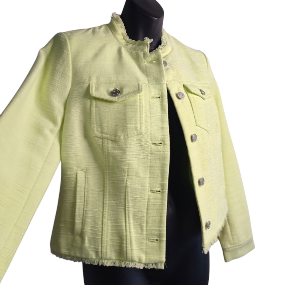 Banana Republic Blazer Jacket Women's Green Raw Hem Size 2 NWOT - Picture 4 of 10